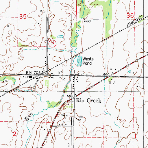 Topographic Map of Rio Creek, WI