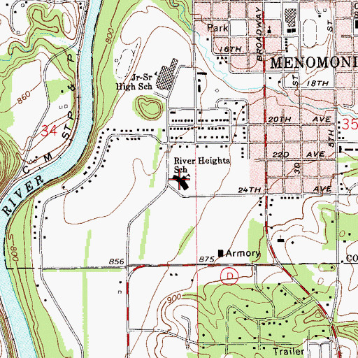 Topographic Map of River Heights Elementary School, WI