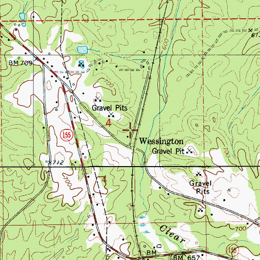 Topographic Map of Wessington, AL