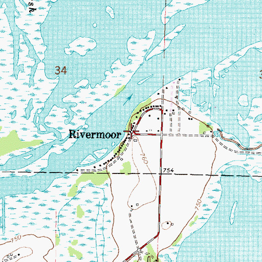 Topographic Map of Rivermoor, WI