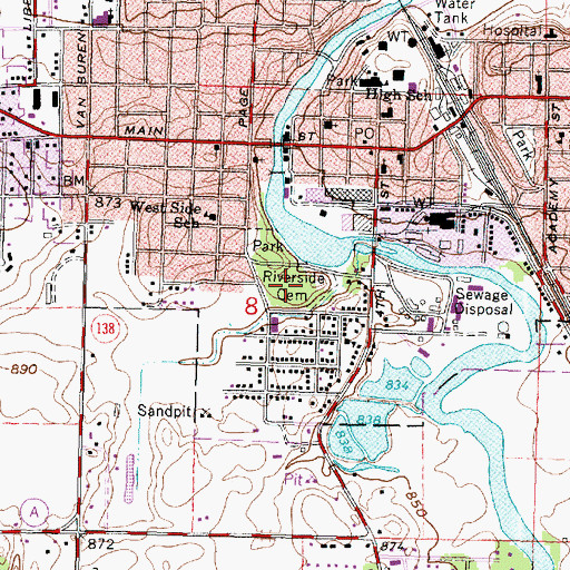 Topographic Map of Riverside Cemetery, WI