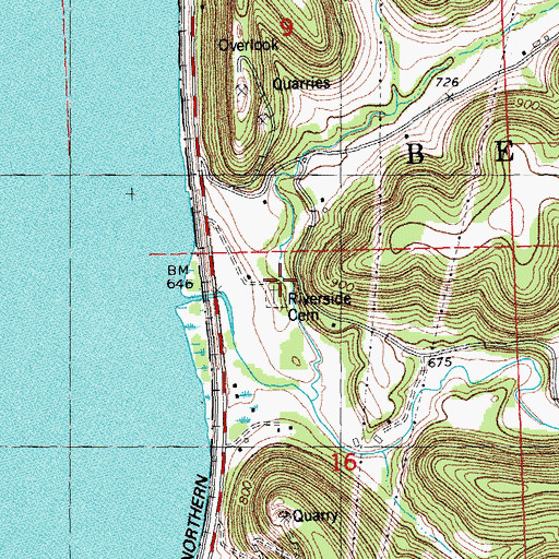 Topographic Map of Riverside Cemetery, WI