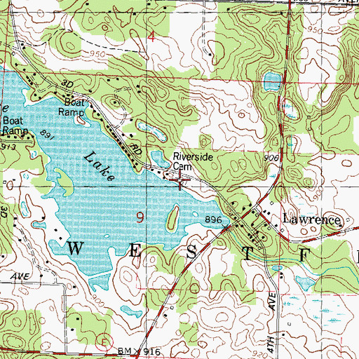 Topographic Map of Riverside Cemetery, WI