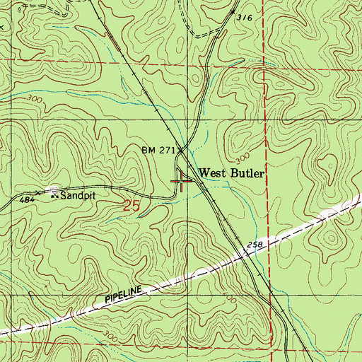 Topographic Map of West Butler, AL