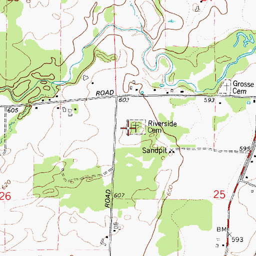 Topographic Map of Riverside Cemetery, WI