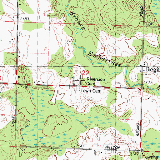 Topographic Map of Riverside Cemetery, WI