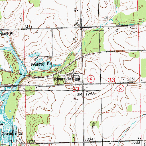 Topographic Map of Riverside Cemetery, WI