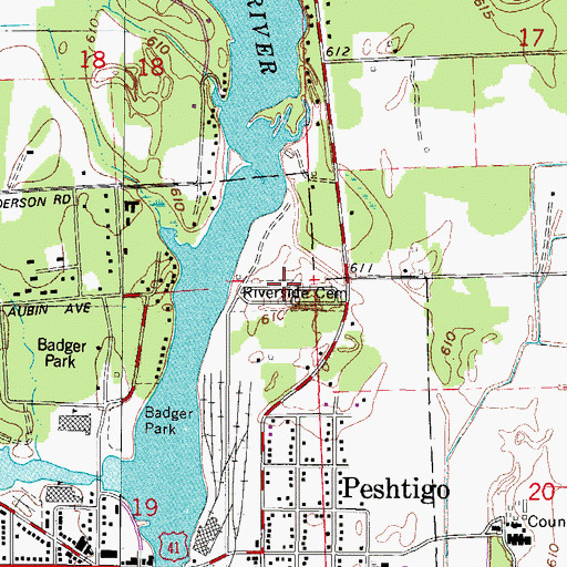 Topographic Map of Riverside Cemetery, WI