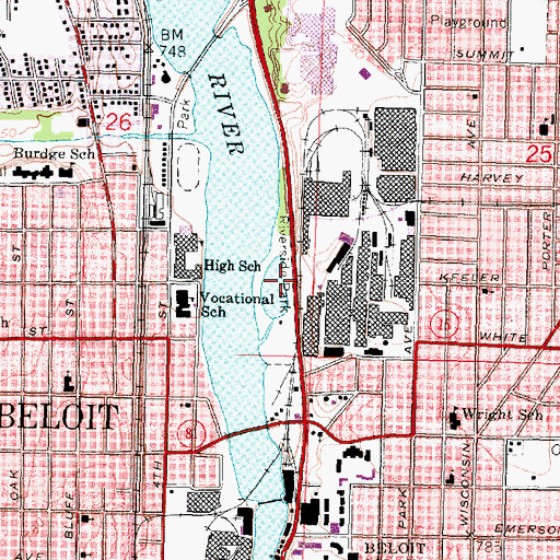 Topographic Map of Riverside Park, WI