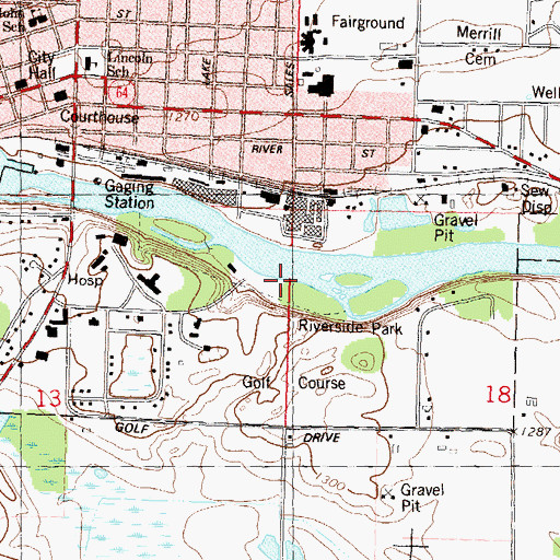 Topographic Map of Riverside Park, WI