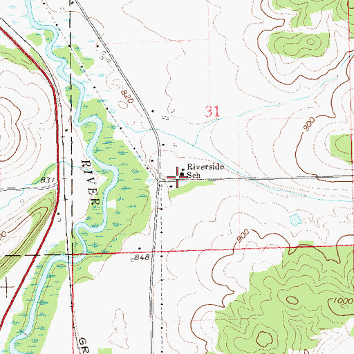 Topographic Map of Riverside School, WI
