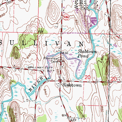 Topographic Map of Riverview Cemetery, WI