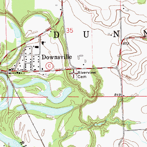 Topographic Map of Riverview Cemetery, WI
