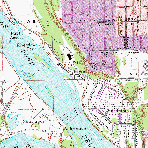 Topographic Map of Riverview Park, WI