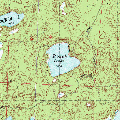 Topographic Map of Roach Lake, WI
