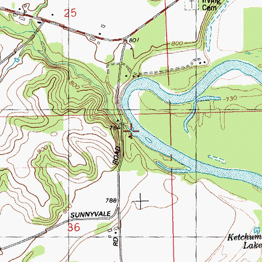 Topographic Map of Roaring Creek, WI