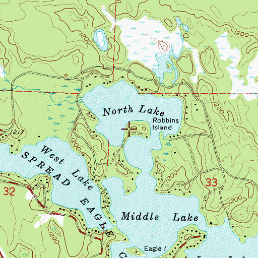 Topographic Map of Robbins Island, WI