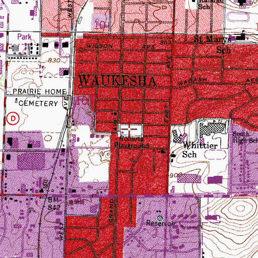 Topographic Map of Roberta Playground, WI