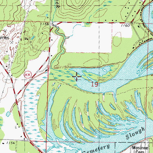 Topographic Map of Roberts Creek, WI