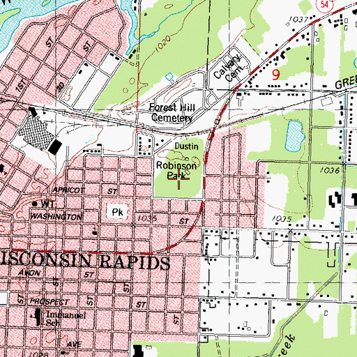 Topographic Map of Robinson Park, WI