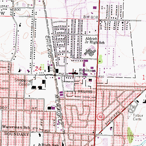 Topographic Map of Robinson Elementary School, WI