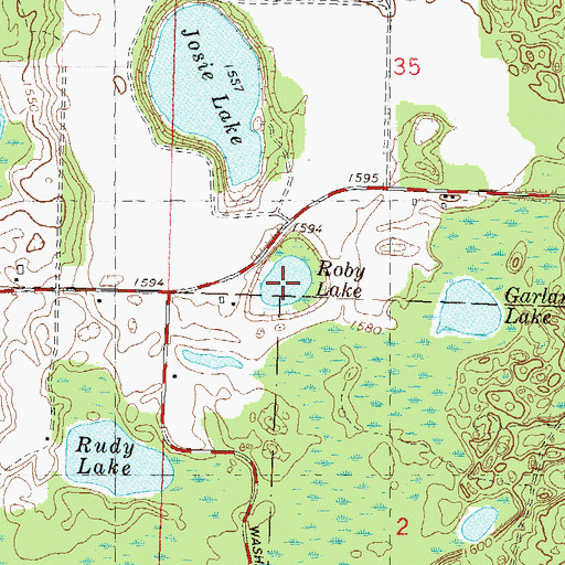 Topographic Map of Roby Lake, WI
