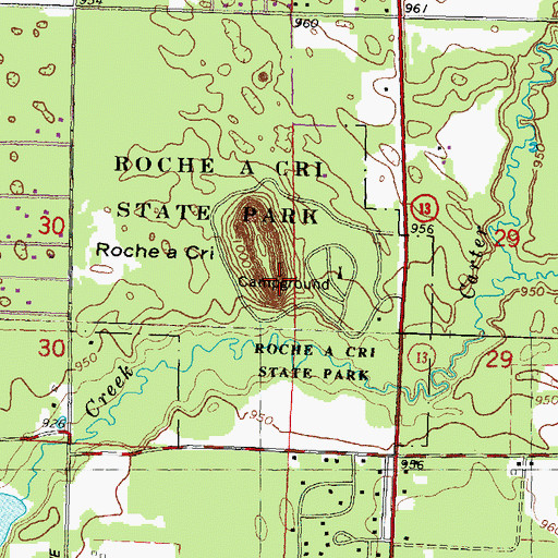 Topographic Map of Roche a Cri State Park, WI