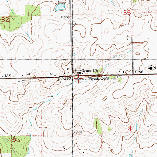 Topographic Map of Rock Cemetery, WI