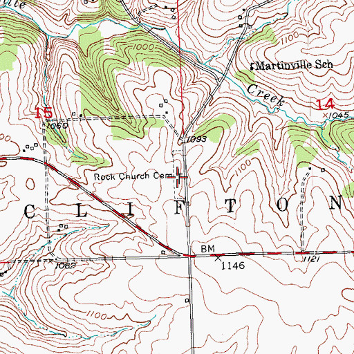 Topographic Map of Rock Church Cemetery, WI