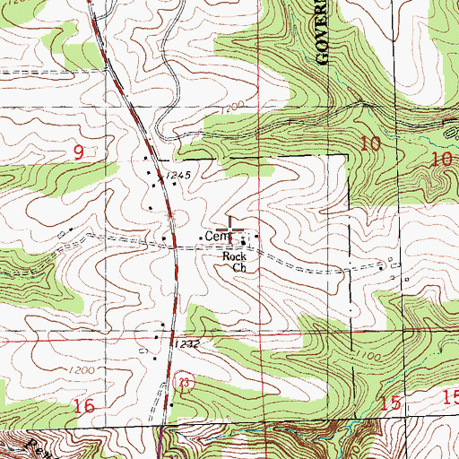 Topographic Map of Rock Church Cemetery, WI