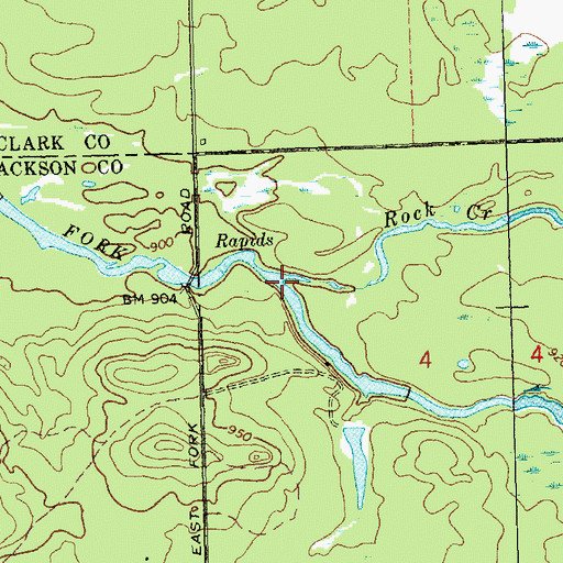 Topographic Map of Rock Creek, WI