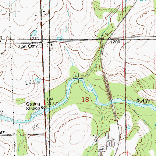 Topographic Map of Rock Creek, WI