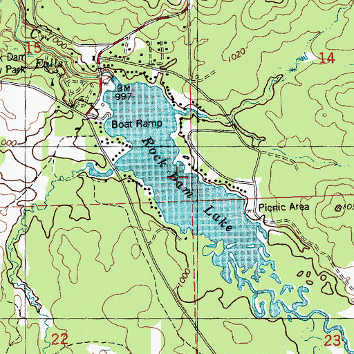 Topographic Map of Rock Dam Lake, WI
