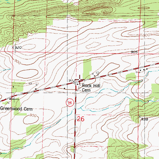 Topographic Map of Rock Hill School, WI