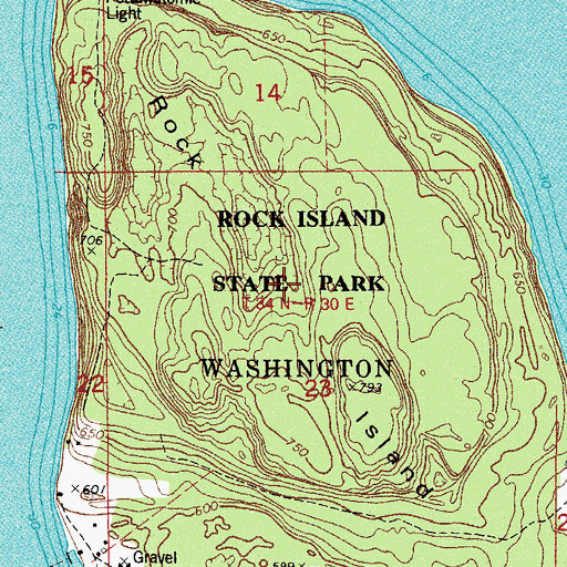 Topographic Map of Rock Island, WI