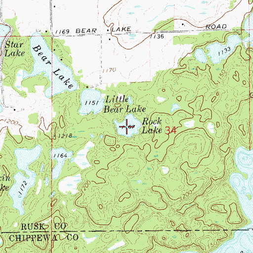 Topographic Map of Rock Lake, WI