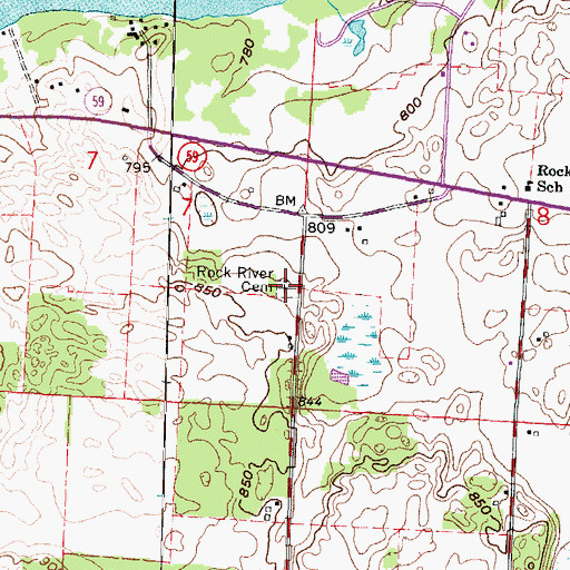 Topographic Map of Rock River Cemetery, WI