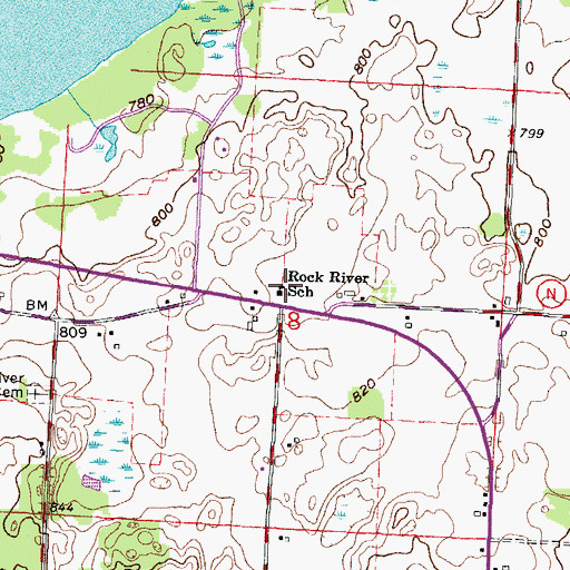 Topographic Map of Rock River School, WI