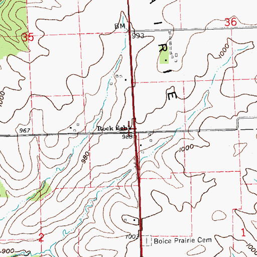 Topographic Map of Rock School, WI