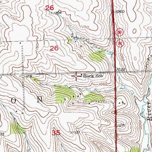 Topographic Map of Rock School, WI