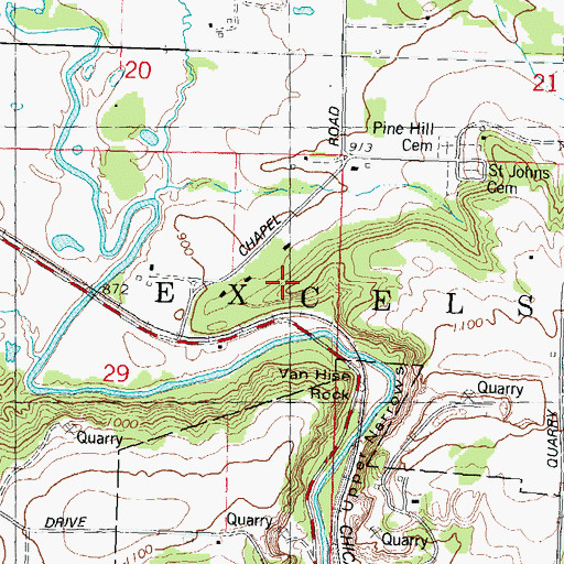Topographic Map of Rock Springs, WI