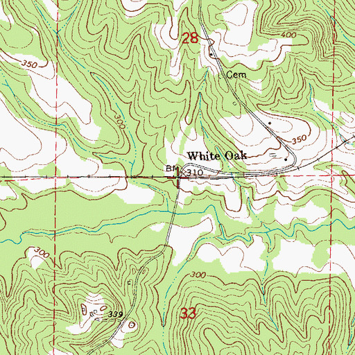 Topographic Map of White Oak, AL