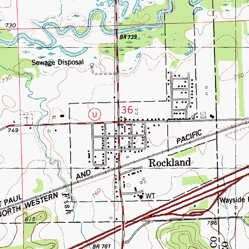 Topographic Map of Rockland, WI