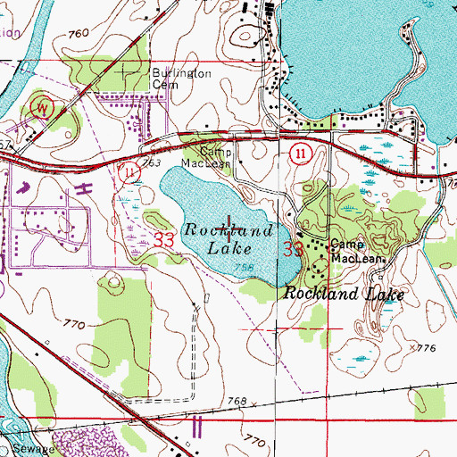 Topographic Map of Rockland Lake, WI