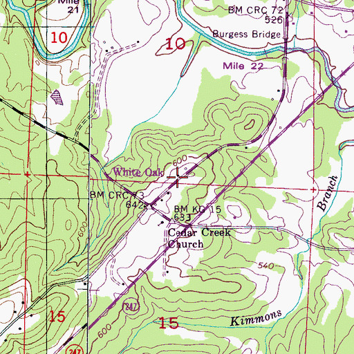Topographic Map of White Oak, AL