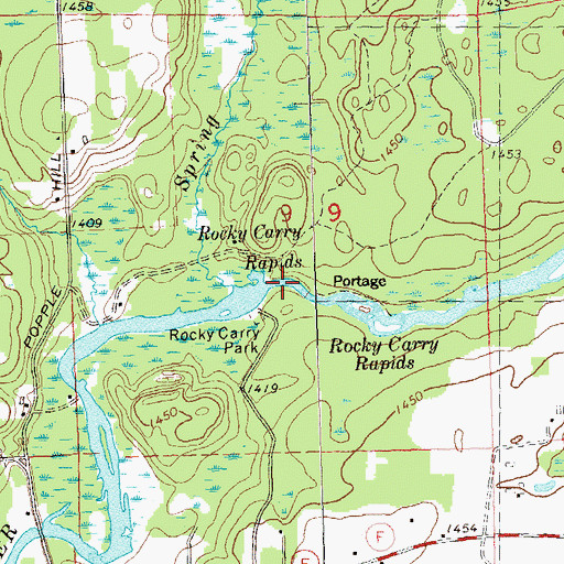 Topographic Map of Rocky Carry Rapids, WI