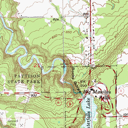 Topographic Map of Rocky Gorge, WI