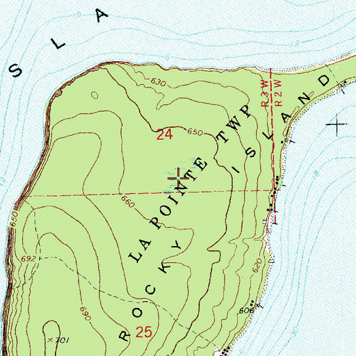 Topographic Map of Rocky Island, WI