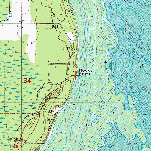 Topographic Map of Rocky Point, WI