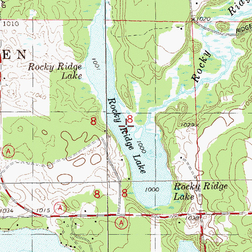 Topographic Map of Rocky Ridge Lake, WI